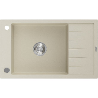 Jednodřezový žulový dřez Mexen Elias s odkapávačem 795 x 480 mm, béžový, chromovaný sifon - 6511791005-69