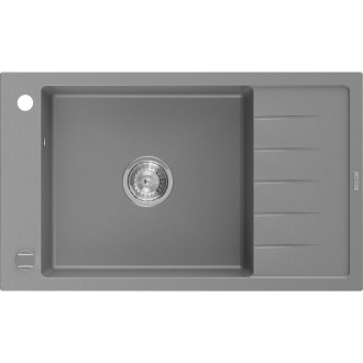 Jednodřezový žulový dřez Mexen Elias s odkapávačem 795 x 480 mm, šedý, chromovaný sifon - 6511791005-71