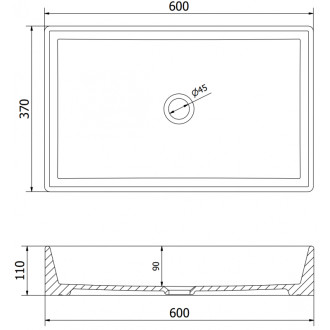Umyvadlo Mexen Goya na desku 60 x 37 cm, světle šedá matná - 22186061