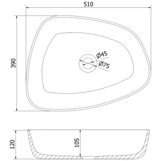 Umyvadlo Mexen Ono na desku z konglomerátu 51 x 39 cm, černé - 23045171