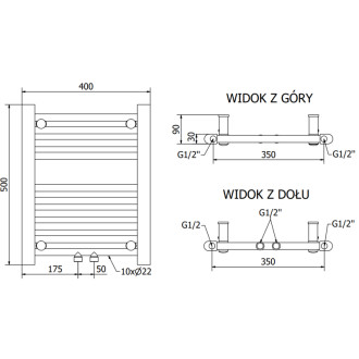 Koupelnový radiátor Mexen Mars 500 x 400 mm, 178 W, černý - W110-0500-400-00-70