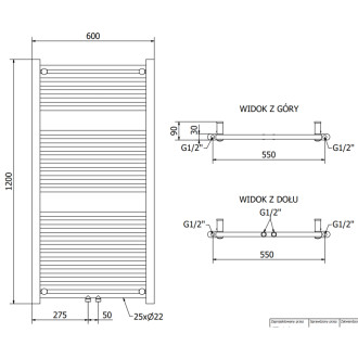 Koupelnový radiátor Mexen Mars 1200 x 600 mm, 617 W, bílý - W110-1200-600-00-20