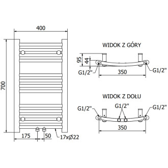 Koupelnový radiátor Mexen Ares 700 x 400 mm, 240 W, černý - W102-0700-400-00-70
