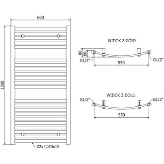 Koupelnový radiátor Mexen Helios 1200 x 600 mm, 563 W, bílý - W103-1200-600-00-20