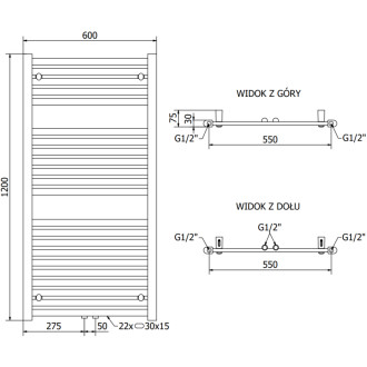 Koupelnový radiátor Mexen Hades 1200 x 600 mm, 667 W, bílý - W104-1200-600-00-20