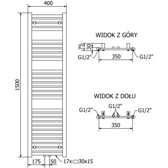 Koupelnový radiátor Mexen Hades 1500 x 400 mm, 583 W, bílý - W104-1500-400-00-20