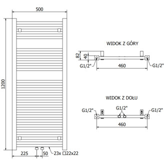 Koupelnový radiátor Mexen Pluton 1200 x 500 mm, 625 W, černý - W106-1200-500-00-70