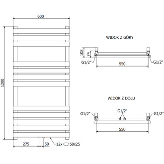 Koupelnový radiátor Mexen Jowisz 1200 x 600 mm, 594 W, bílý - W107-1200-600-00-20