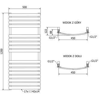 Koupelnový radiátor Mexen Bachus 1200 x 500 mm, 619 W, bílý - W109-1200-500-00-20