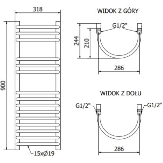 Koupelnový radiátor Mexen Eros 900 x 318 mm, 315 W, bílý - W112-0900-318-00-20