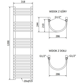 Koupelnový radiátor Mexen Eros 1200 x 318 mm, 421 W, černý - W112-1200-318-00-70