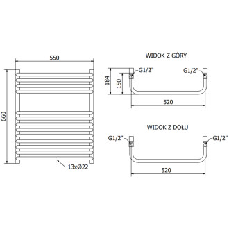 Koupelnový radiátor Mexen Apollo 660 x 550 mm, 386 W, bílý - W117-0660-550-00-20