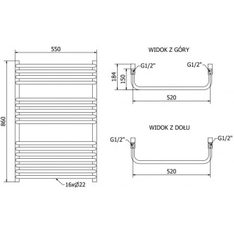 Koupelnový radiátor Mexen Apollo 860 x 550 mm, 481 W, černý - W117-0860-550-00-70