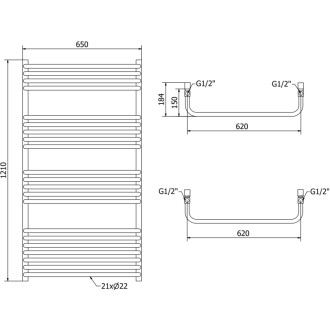 Koupelnový radiátor Mexen Apollo 1210 x 650 mm, 716 W, bílý - W117-1210-650-00-20