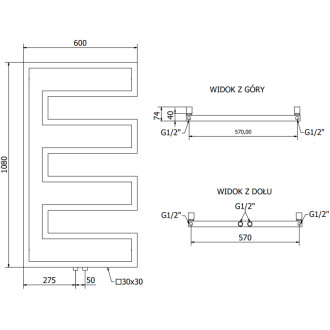Dekorativní radiátor Mexen Florida 1080 x 600 mm, 358 W, černý - W206-1080-600-00-70