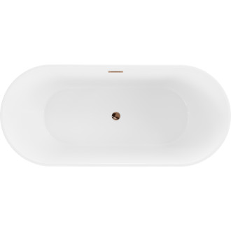 Volně stojící vana Mexen Flavia 170 x 75 cm, bílá/černá, růžovo-zlatý přepad - 54031708075-60