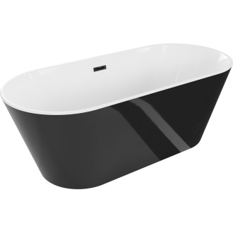 Volně stojící vana Mexen Flavia 170 x 75 cm, bílá/černá, černý přepad - 54031708075-70