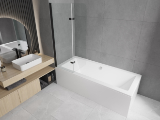 Mexen Felix 2-křídlá vanová zástěna 80 x 140 cm, černá - 890-080-002-70-00