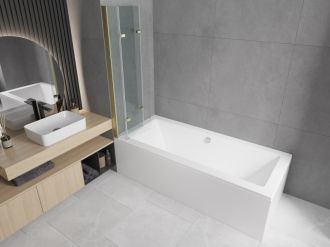 Mexen Felix 3-křídlá vanová zástěna 120 x 140 cm, transparentní, zlatá - 890-120-003-50-00