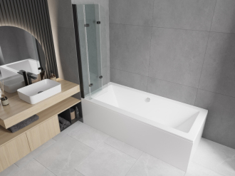 Mexen Felix 3-křídlá vanová zástěna 120 x 140 cm, transparentní, černá - 890-120-003-70-00