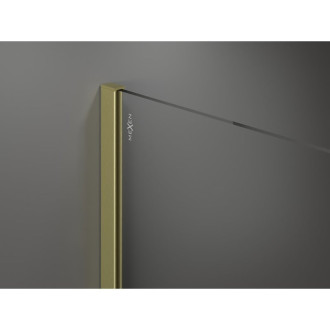 Mexen Kioto Sprchová zástěna 80 x 80 cm, černý rám, kartáčované zlato - 800-080-202-55-70-080