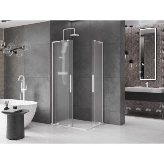 Mexen Velar L Duo posuvný sprchový kout 90 x 80 cm, matná bílá - 871-090-080-02-33-20