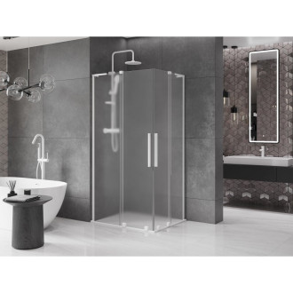 Mexen Velar L Duo posuvný sprchový kout 100 x 90 cm, matná bílá - 871-100-090-02-33-20