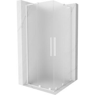 Mexen Velar L Duo posuvný sprchový kout 100 x 100 cm, matná bílá - 871-100-100-02-33-20