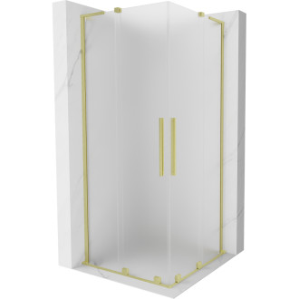 Mexen Velar L Duo posuvný sprchový kout 90 x 90 cm, matná, kartáčované zlato - 871-090-090-02-33-55