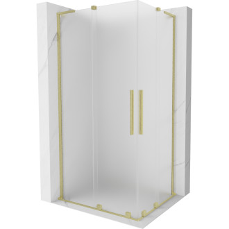 Mexen Velar L Duo posuvný sprchový kout 100 x 90 cm, matná, kartáčované zlato - 871-100-090-02-33-55