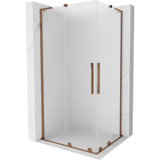 Mexen Velar L Duo posuvný sprchový kout 100 x 90 cm, matná, růžové zlato - 871-100-090-02-33-60