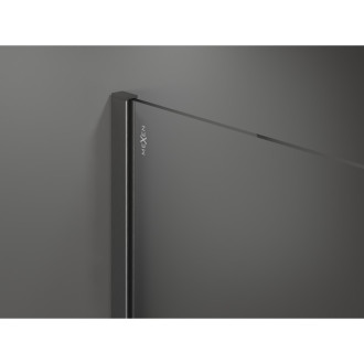 Mexen Kioto Sprchová zástěna 130 x 80 cm, černý rám, kartáčovaná pistolově šedá - 800-130-202-66-70-080