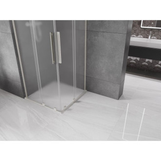 Mexen Velar L Duo posuvný sprchový kout 90 x 90 cm, matná barva, kartáčovaný nikl - 871-090-090-02-33-97