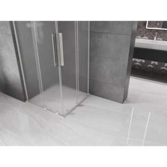 Mexen Velar L Duo posuvný sprchový kout 100 x 100 cm, matná barva, kartáčovaný nikl - 871-100-100-02-33-97