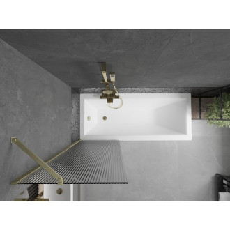 Vanová zástěna Mexen Next s jedním křídlem 60 x 150 cm, pruhy, kartáčované zlato - 895-060-000-00-09-55