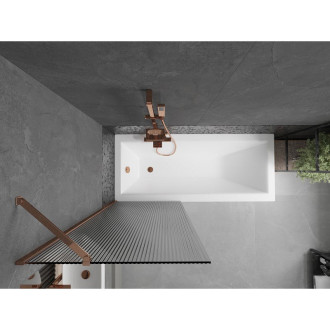 Vanová zástěna Mexen Next s jedním křídlem 70 x 150 cm, pruhy, růžové zlato - 895-070-000-00-09-60