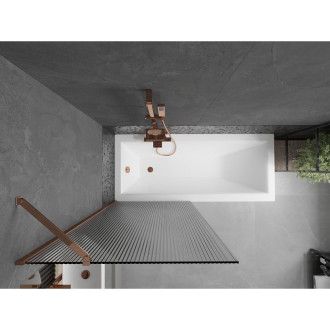 Vanová zástěna Mexen Next s jedním křídlem 80 x 150 cm, pruhy, růžové zlato - 895-080-000-00-09-60