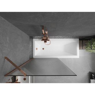 Vanová zástěna Mexen Next s jedním křídlem 90 x 150 cm, pruhy, růžové zlato - 895-090-000-00-09-60