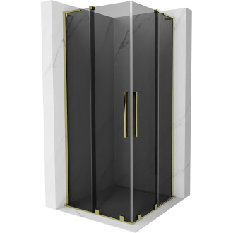 Mexen Velar L Duo posuvný sprchový kout 80 x 80 cm, grafit, zlatá - 871-080-080-02-43-50