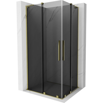 Mexen Velar L Duo posuvný sprchový kout 90 x 80 cm, grafit, zlatá - 871-090-080-02-43-50