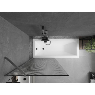 Vanová zástěna Mexen Next s jedním křídlem 80 x 150 cm, pruhy, kartáčovaná pistolově šedá - 895-080-000-00-09-66