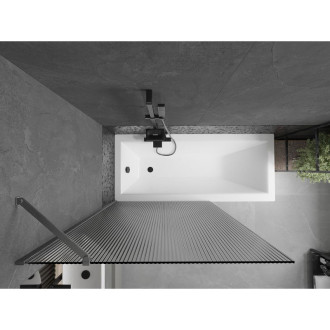 Vanová zástěna Mexen Next s jedním křídlem 100 x 150 cm, pruhy, kartáčovaná pistolově šedá - 895-100-000-00-09-66