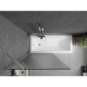 Vanová zástěna Mexen Next s jedním křídlem 90 x 150 cm, pruhy, kartáčovaný nikl - 895-090-000-00-09-97