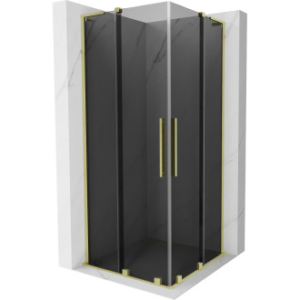 Mexen Velar L Duo posuvný sprchový kout 90 x 90 cm, grafit, kartáčované zlato - 871-090-090-02-43-55