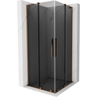 Mexen Velar L Duo posuvný sprchový kout 80 x 80 cm, grafit, růžové zlato - 871-080-080-02-43-60