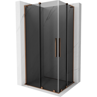 Mexen Velar L Duo posuvný sprchový kout 100 x 90 cm, grafit, růžové zlato - 871-100-090-02-43-60