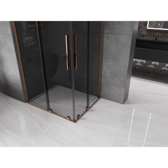 Mexen Velar L Duo posuvný sprchový kout 100 x 90 cm, grafit, růžové zlato - 871-100-090-02-43-60