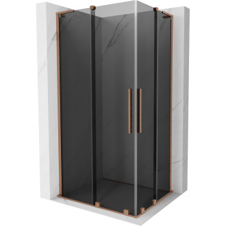 Mexen Velar L Duo posuvný sprchový kout 90 x 80 cm, grafit, kartáčovaná měď - 871-090-080-02-43-65