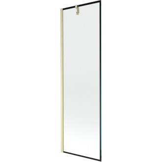 Vanová zástěna Mexen Next s jedním křídlem 60 x 150 cm, černý rám, kartáčované zlato - 895-060-000-00-70-55