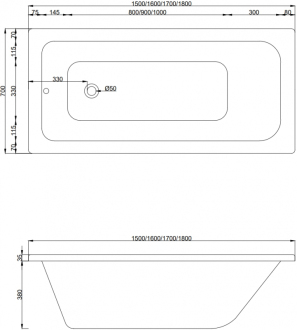 Mexen Vega obdélníková vana 180 x 80 cm s pláštěm, bílá - 55011808000X